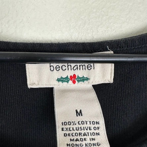 Bechamel Reindeer Christmas Holiday Maxi Dress Black Vintage Size Medium - Picture 3 of 6